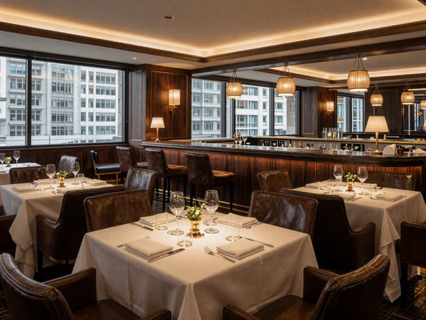 Members-only Skyline Club interior with leather chairs and city views for discreet Indianapolis sugar daddy dates