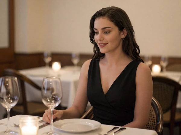 Elegant woman at a high-end restaurant in Columbus for a premium sugar dating dinner date