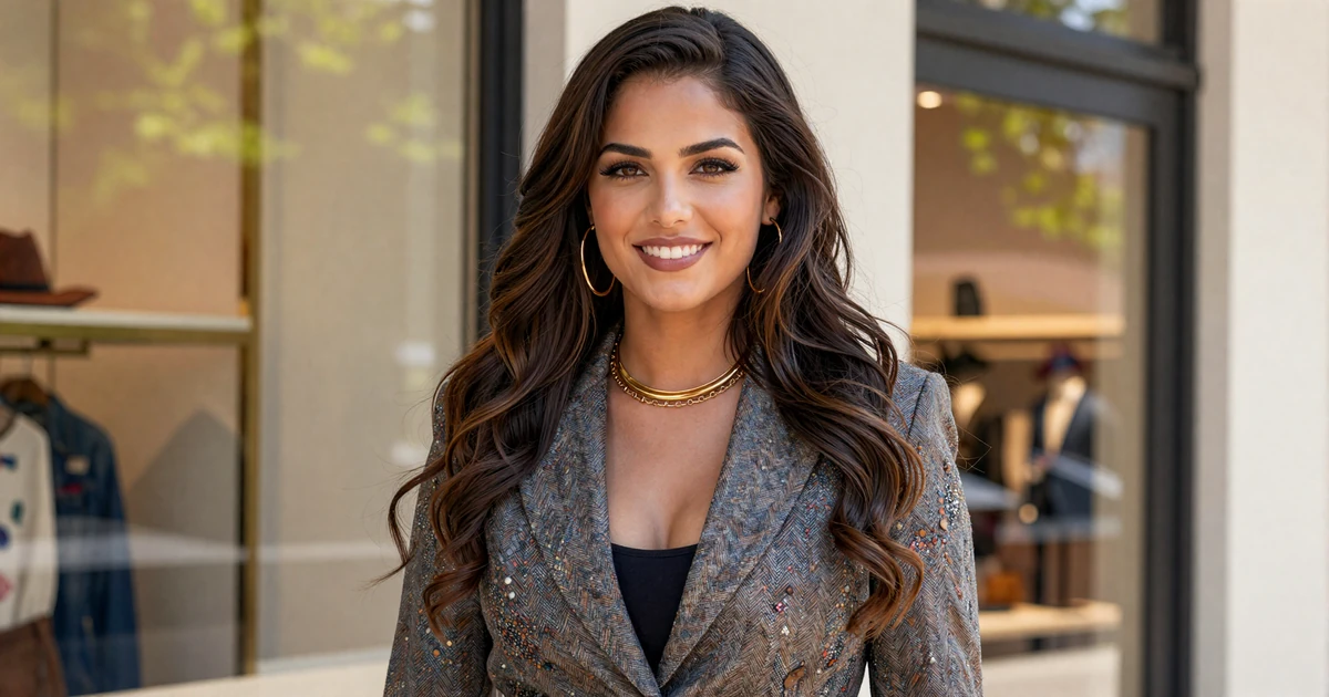 Confident young woman outside a luxury boutique in Highland Park Dallas on a sugar dating platform